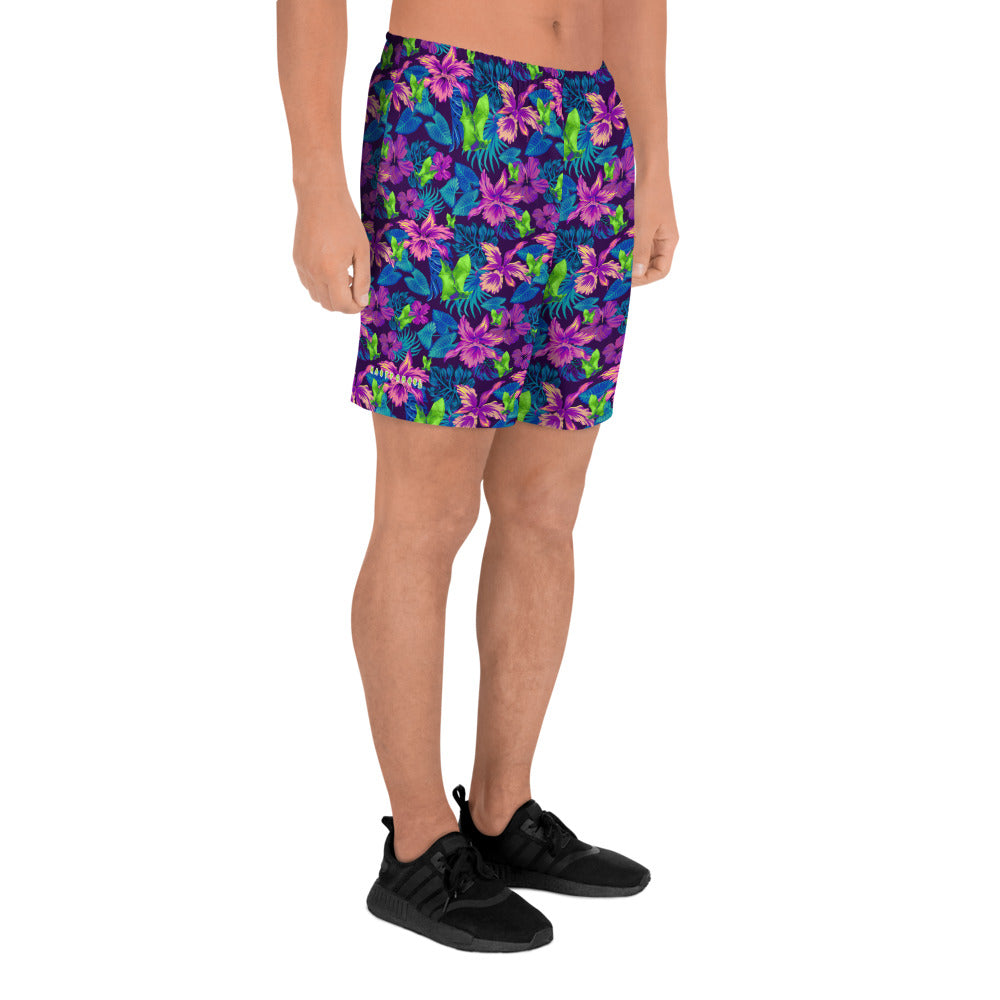 Goth Hawaiian Bat Print Men's Athletic Long Shorts All Over Print