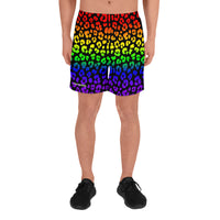 Rainbow Leopard Print Men's Athletic Long Shorts / All Over Print