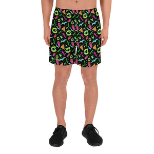 90s Style Goth Vampire Pattern Men's Athletic Long Shorts / All Over Print