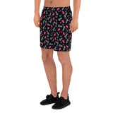 Skull Pineapple & Flamingo Goth Hawaiian Print Men's Athletic Long Shorts / All Over Print