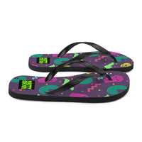 90s Goth Style Pattern Flip-Flops / All Over Print