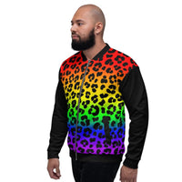 Rainbow Leopard Print Unisex Bomber Jacket