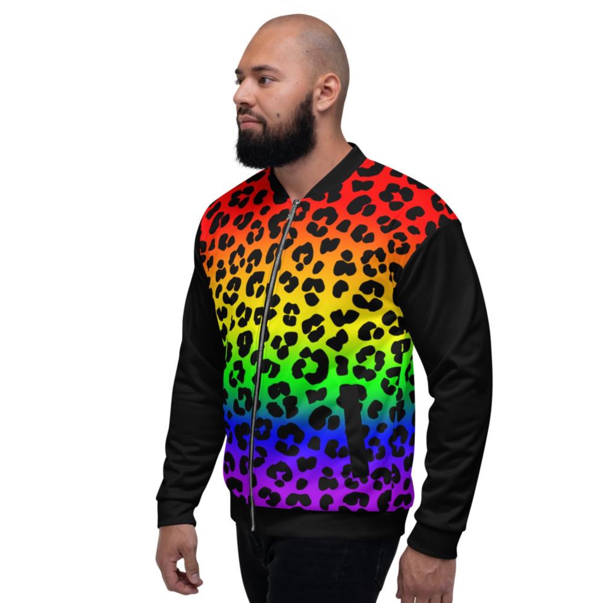 Rainbow Leopard Print Unisex Bomber Jacket