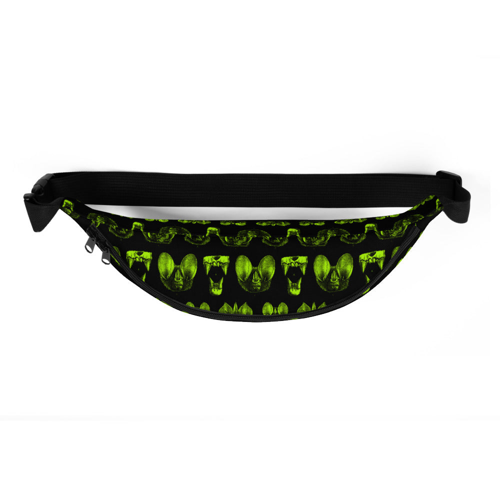 Neon Green Bat Diagram Fanny Pack