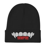 Vampire Teeth Embroidered Beanie