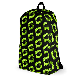 Black Neon Green Vampire Fang Teeth Backpack