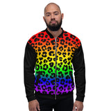 Rainbow Leopard Print Unisex Bomber Jacket