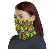 Coffin and Skull Face Mask Neck Gaiter Pink and Neon Green
