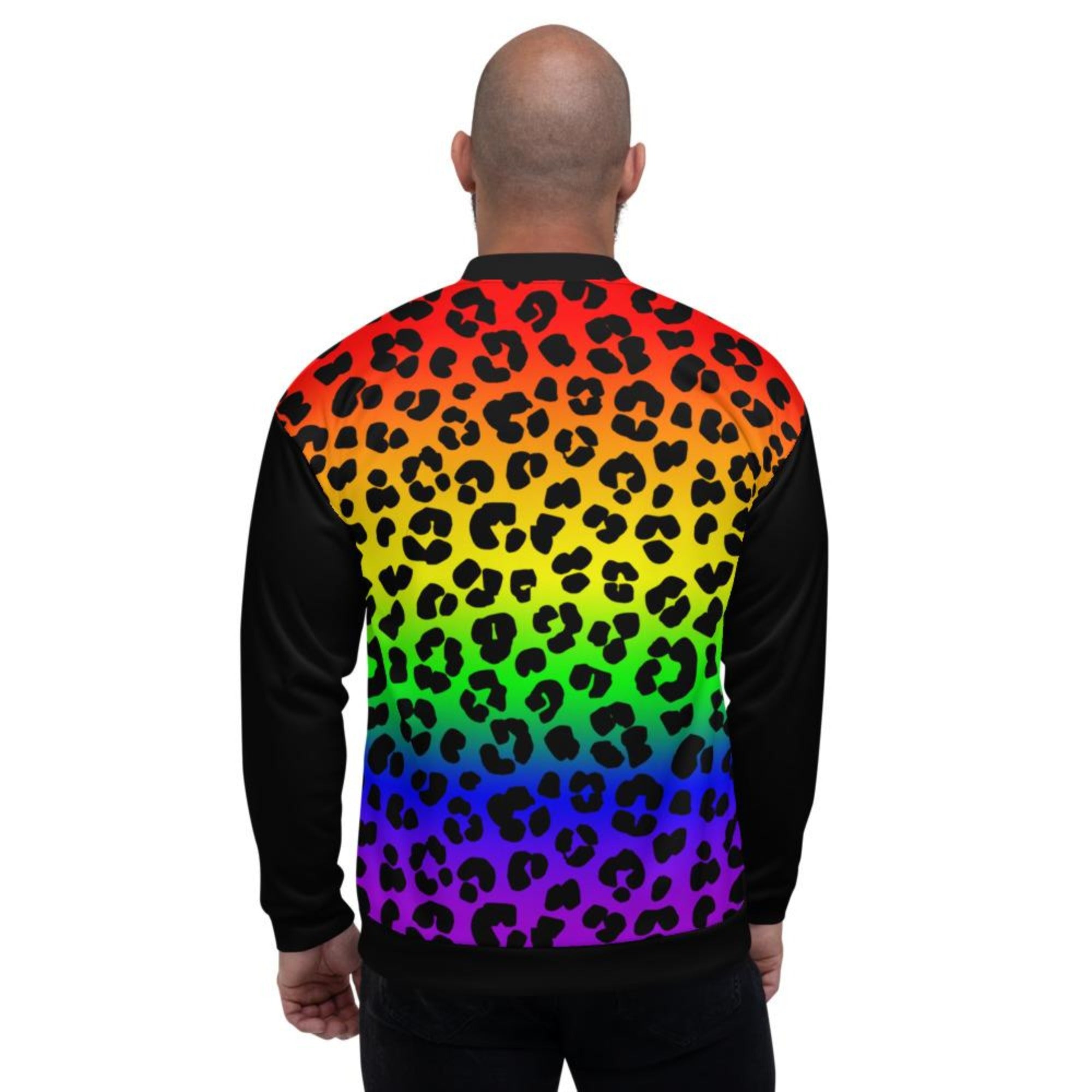 Rainbow Leopard Print Unisex Bomber Jacket