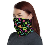 90s Style Goth Black Pattern Face Mask Neck Gaiter / All Over Print