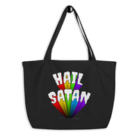 Rainbow Hail Satan Large organic tote bag