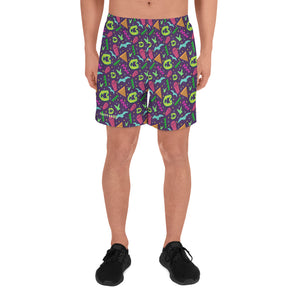 90s Style Goth Vampire Pattern Men's Athletic Long Shorts / All Over Print