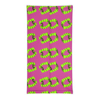Pink Neon Green Vampire Fang Toy Face Mask Neck Gaiter