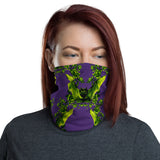 Purple Neon Green Bat Floral Face Mask Neck Gaiter