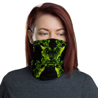 Neon Green Bat Floral Face Mask Neck Gaiter