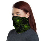 Neon Green Skull & Spider Web Face Mask Neck Gaiter / All Over Print