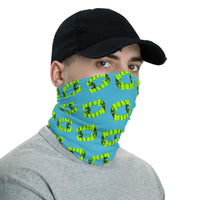 Teal Neon Green Vampire Fang Toy Face Mask Neck Gaiter