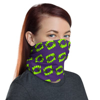 Purple Neon Green Vampire Fang Toy Face Mask Neck Gaiter