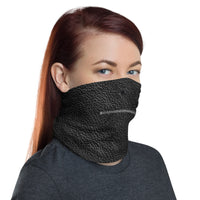 Faux Leather Zipper Face Mask Neck Gaiter / All Over Print