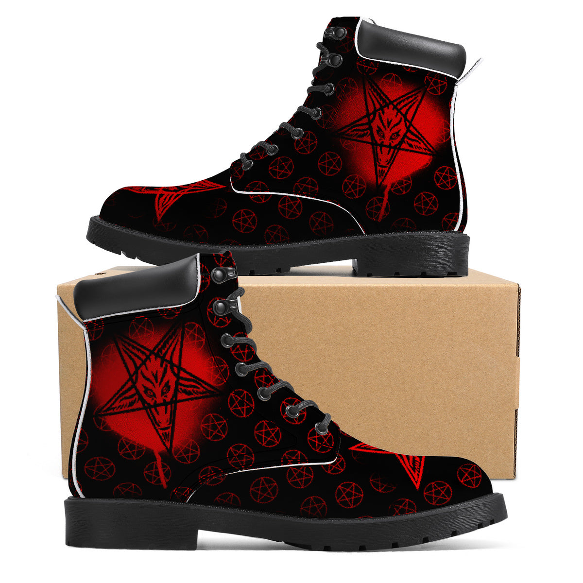 Baphomet Hail Satan Faux Leather Boots / Unisex