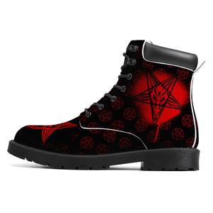 Baphomet Hail Satan Faux Leather Boots / Unisex