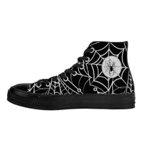 Spider Web / High Top Canvas Shoes /Unisex /- Black