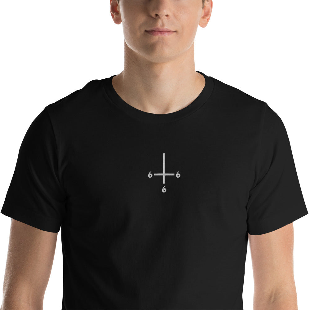 Inverted Cross 666 / Embroidered / Short-Sleeve Unisex T-Shirt