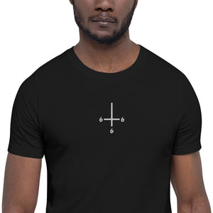 Inverted Cross 666 / Embroidered / Short-Sleeve Unisex T-Shirt