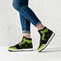 Neon Green Baphomet High-Top  Faux Leather Sneakers /Unisex /- Black
